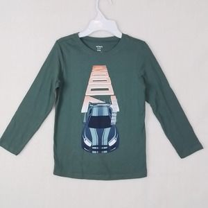 Carter's Long Sleeve Cotton Graphic Tee‎ Size 7 in Green w/ Race Car